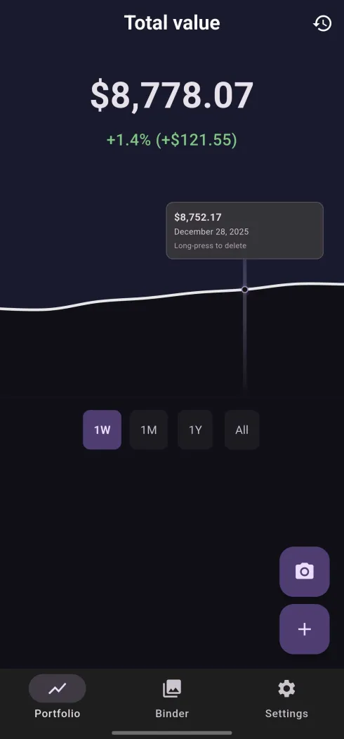 Portfolio screen (dark mode)