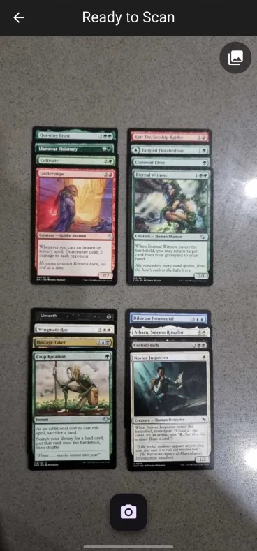 Ready to scan screen (dark mode)